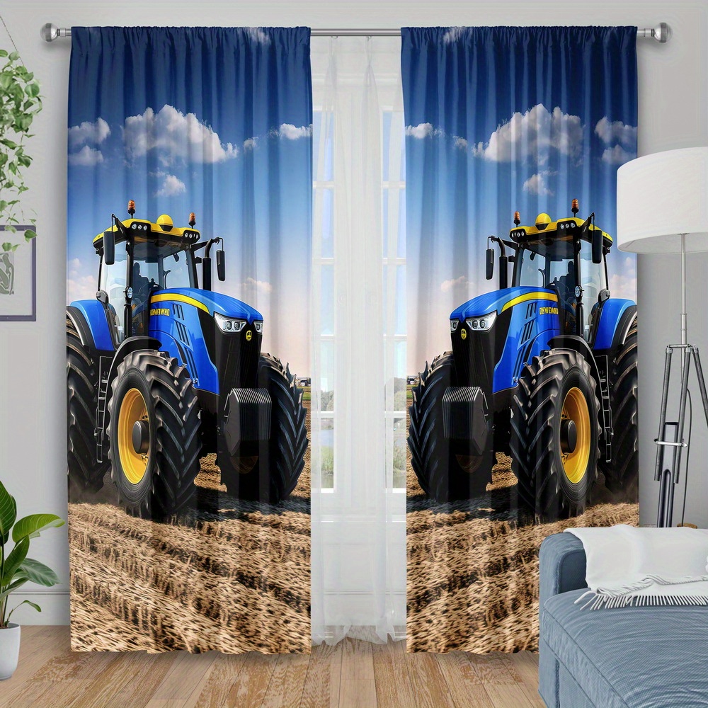 Синие шторы с принтом тракторо – обзор и цена Agriculture Farming For Kids